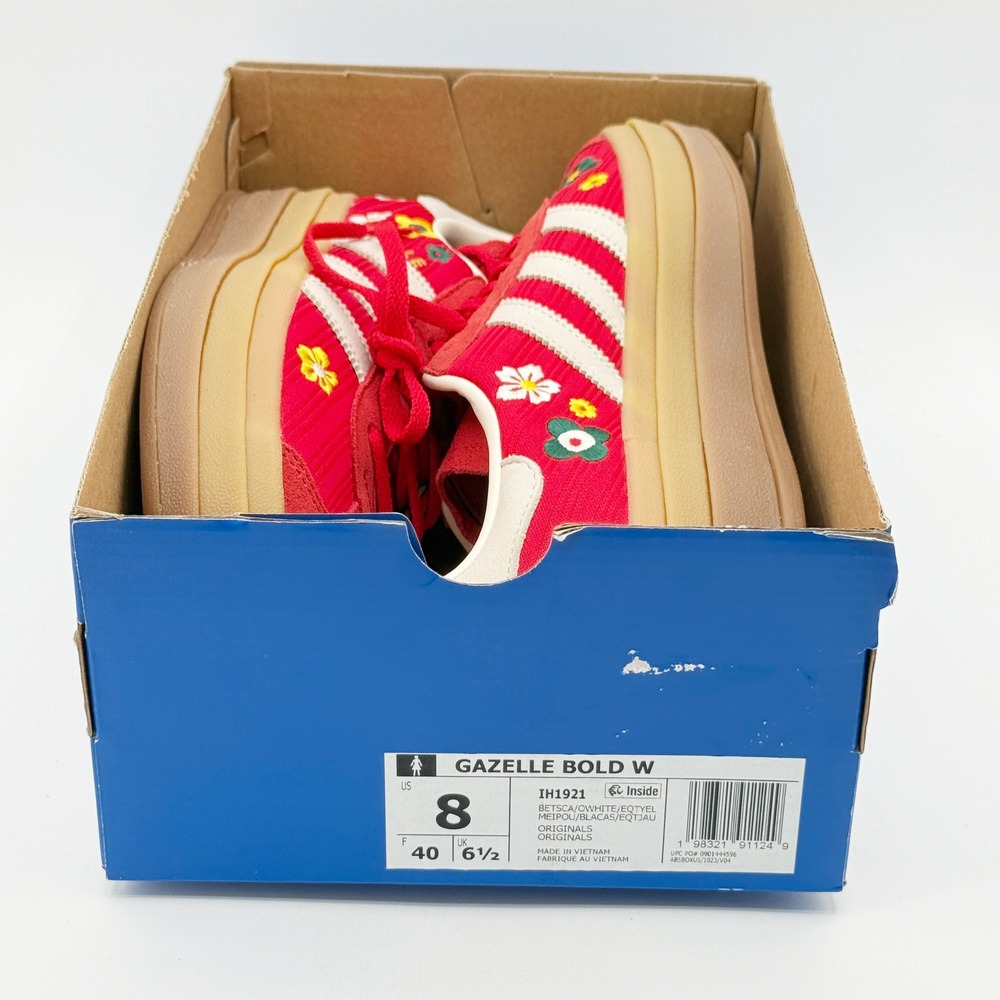 Adidas X Liberty London Gazelle Bold W Size 8 Scarlet White Flowers IH1921, NEW - Picture 6 of 11